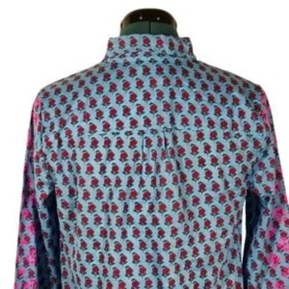 J. Crew Floral Print Classic Popover Cotton Shirt Medium Like New - Picture 8 of 12